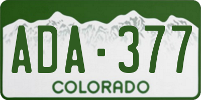 CO license plate ADA377