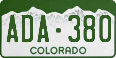 CO license plate ADA380