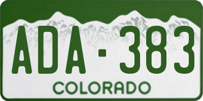 CO license plate ADA383
