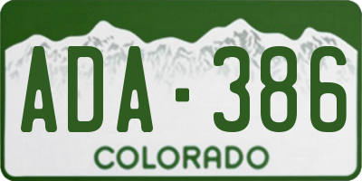 CO license plate ADA386