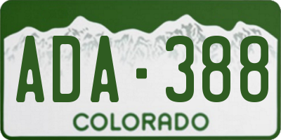 CO license plate ADA388