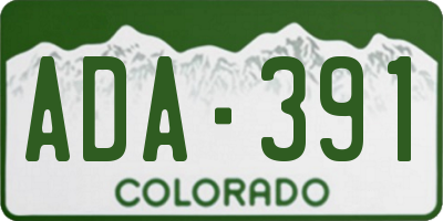 CO license plate ADA391