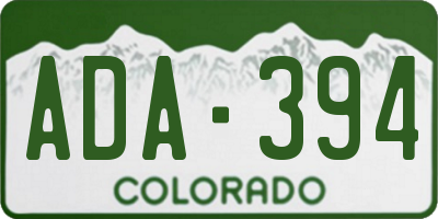 CO license plate ADA394