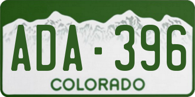 CO license plate ADA396