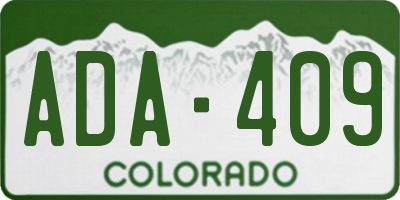 CO license plate ADA409