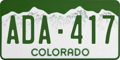 CO license plate ADA417