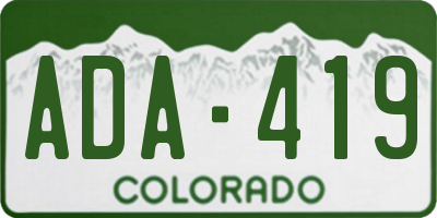 CO license plate ADA419