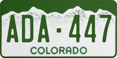 CO license plate ADA447