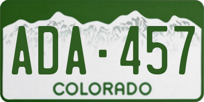 CO license plate ADA457