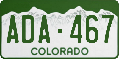 CO license plate ADA467