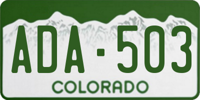 CO license plate ADA503
