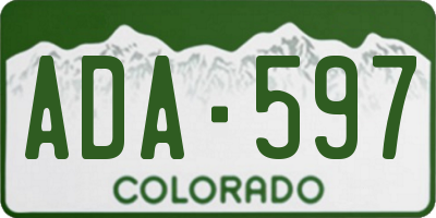 CO license plate ADA597