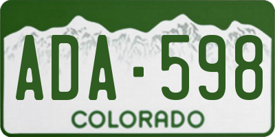 CO license plate ADA598
