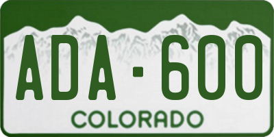 CO license plate ADA600