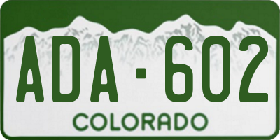 CO license plate ADA602