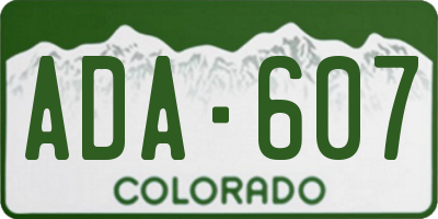 CO license plate ADA607