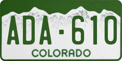 CO license plate ADA610