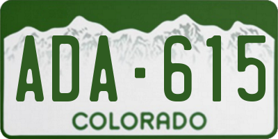 CO license plate ADA615