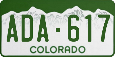 CO license plate ADA617