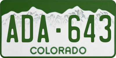 CO license plate ADA643