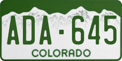 CO license plate ADA645