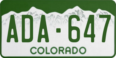 CO license plate ADA647