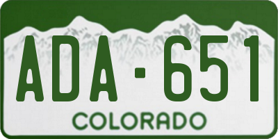 CO license plate ADA651