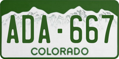 CO license plate ADA667