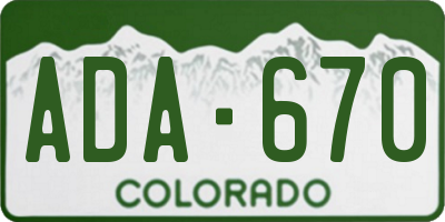 CO license plate ADA670