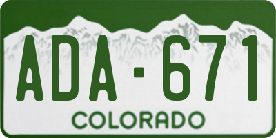 CO license plate ADA671