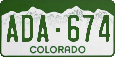 CO license plate ADA674