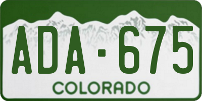 CO license plate ADA675