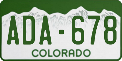 CO license plate ADA678