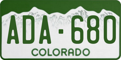 CO license plate ADA680