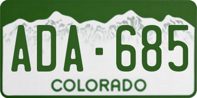 CO license plate ADA685
