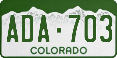CO license plate ADA703