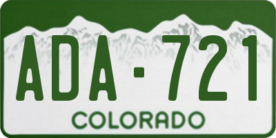 CO license plate ADA721