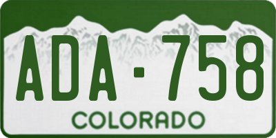 CO license plate ADA758
