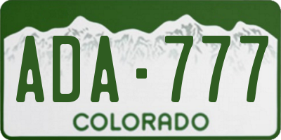 CO license plate ADA777