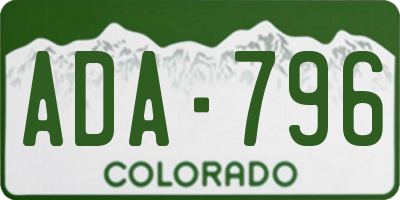CO license plate ADA796