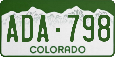 CO license plate ADA798