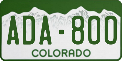 CO license plate ADA800