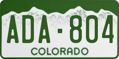 CO license plate ADA804