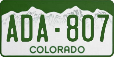 CO license plate ADA807