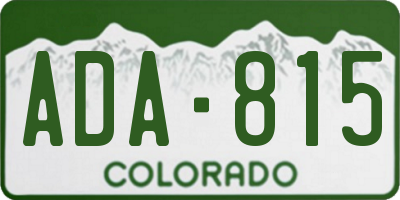 CO license plate ADA815