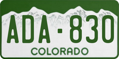 CO license plate ADA830