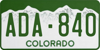 CO license plate ADA840