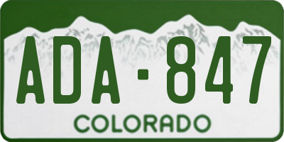 CO license plate ADA847