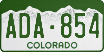 CO license plate ADA854