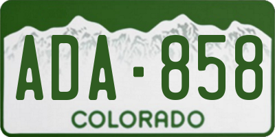 CO license plate ADA858